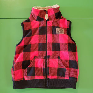 NWOT Carter's Buffalo Plaid Fleece Zip-Up Vest 24M